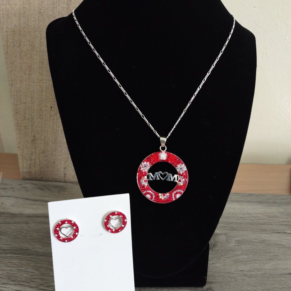 Mom Necklace and Earrings Set